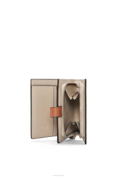 Loewe mujer cartera compacta con cremallera de suave piel de becerro granulada LP641226 romero/bronceado