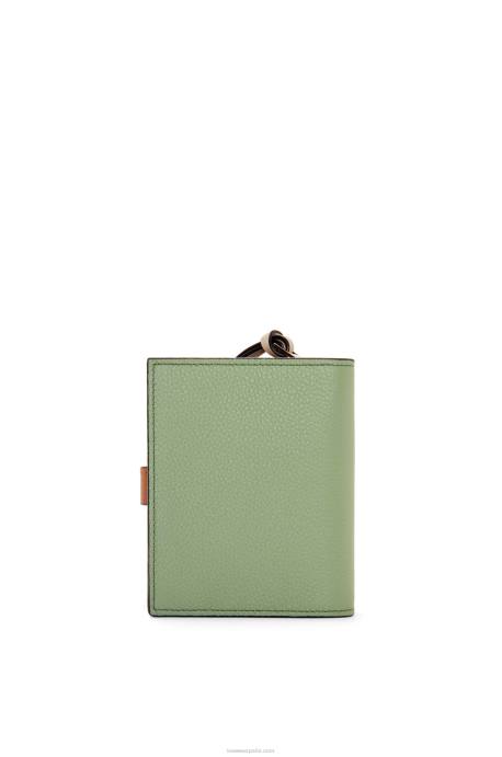 Loewe mujer cartera compacta con cremallera de suave piel de becerro granulada LP641226 romero/bronceado