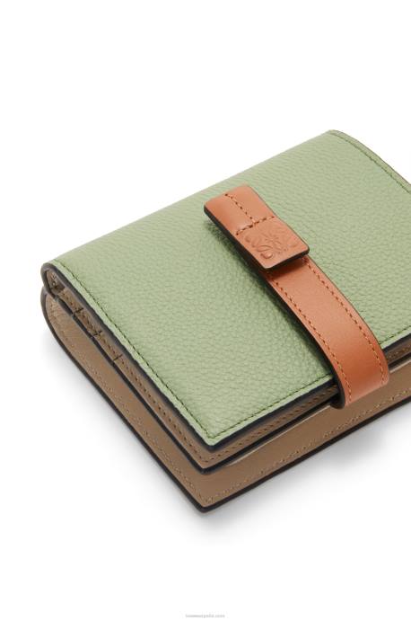 Loewe mujer cartera compacta con cremallera de suave piel de becerro granulada LP641226 romero/bronceado