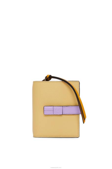 Loewe mujer cartera compacta con cremallera de suave piel de becerro granulada LP641268 mantequilla oscura/malva