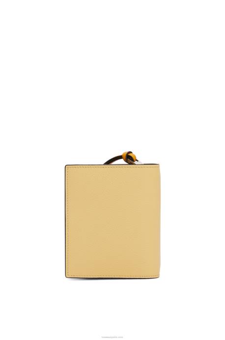 Loewe mujer cartera compacta con cremallera de suave piel de becerro granulada LP641268 mantequilla oscura/malva