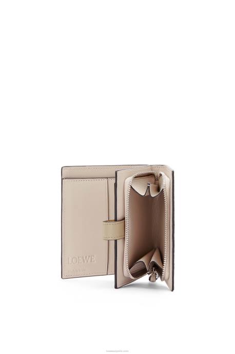 Loewe mujer cartera compacta con cremallera de suave piel de becerro granulada LP641308 amarillo/verde arcilla