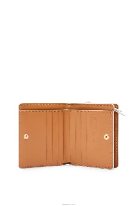 Loewe mujer cartera compacta con cremallera pulpo en becerro clásico LP641304 blanco suave