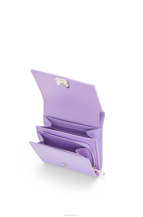 Loewe mujer cartera compacta con solapa anagram de piel de becerro granulada LP641236 malva claro