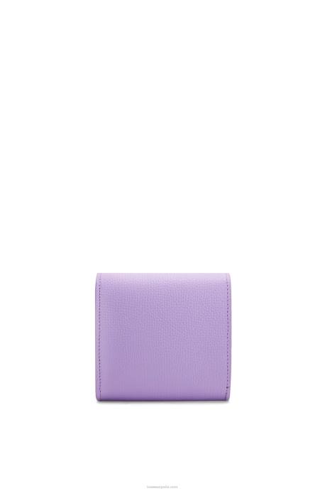 Loewe mujer cartera compacta con solapa anagram de piel de becerro granulada LP641236 malva claro