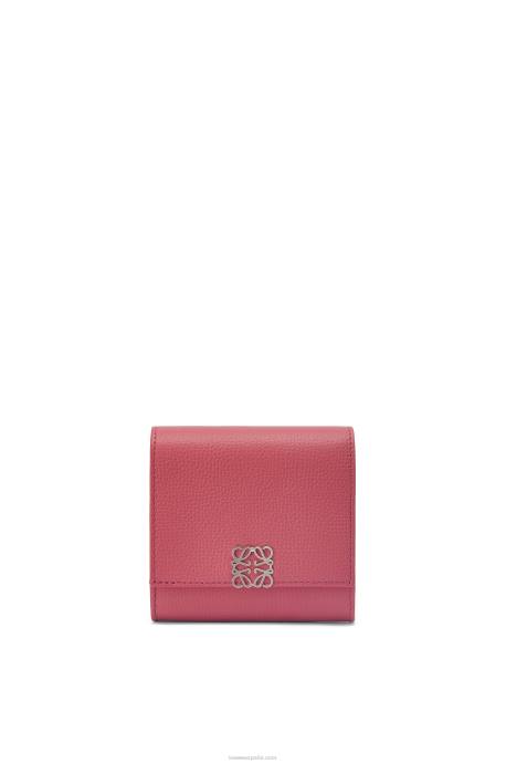 Loewe mujer cartera compacta con solapa anagram de piel de becerro granulada LP641239 ciruela