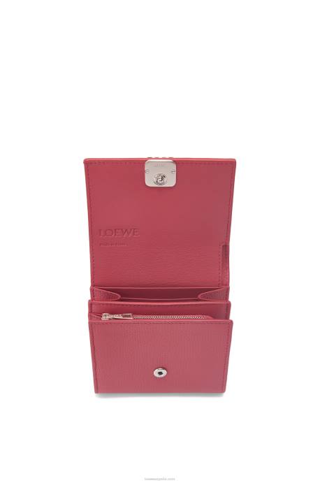Loewe mujer cartera compacta con solapa anagram de piel de becerro granulada LP641239 ciruela