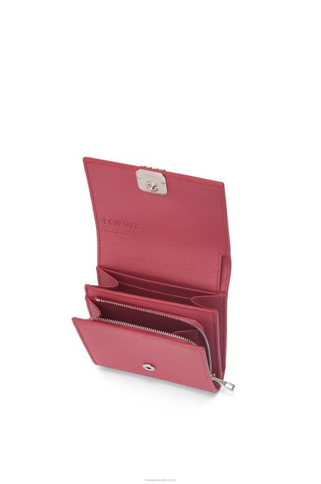 Loewe mujer cartera compacta con solapa anagram de piel de becerro granulada LP641239 ciruela
