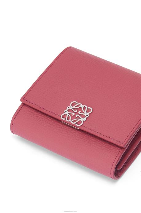 Loewe mujer cartera compacta con solapa anagram de piel de becerro granulada LP641239 ciruela