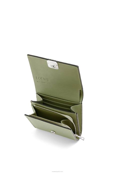 Loewe mujer cartera compacta con solapa anagram de piel de becerro granulada LP641248 Romero