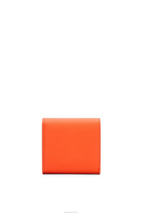 Loewe mujer cartera compacta con solapa anagram de piel de becerro granulada LP641294 naranja