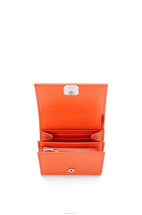 Loewe mujer cartera compacta con solapa anagram de piel de becerro granulada LP641294 naranja