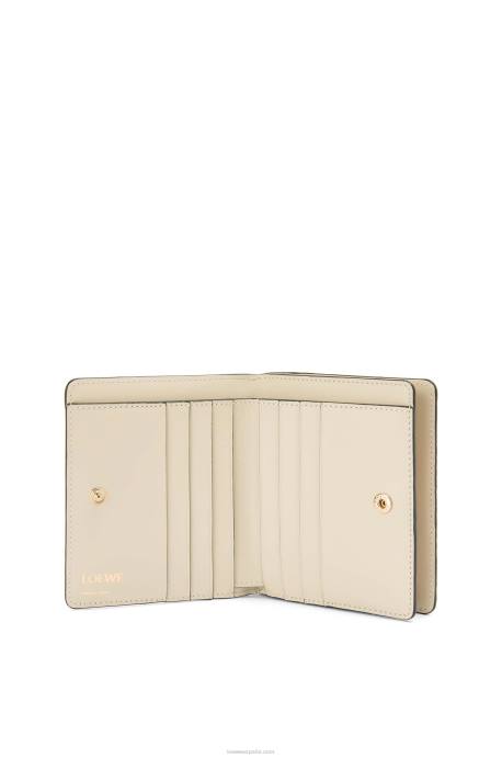 Loewe mujer cartera con cremallera repeat compact de piel de becerro de seda grabada LP641272 avena ligera