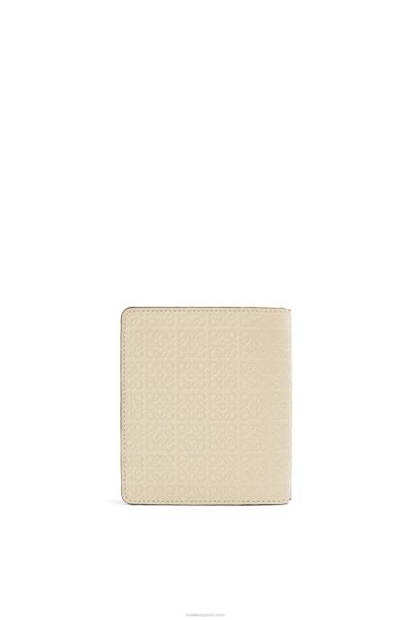 Loewe mujer cartera con cremallera repeat compact de piel de becerro de seda grabada LP641272 avena ligera