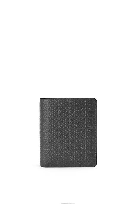 Loewe mujer cartera con cremallera repeat compact de piel de becerro de seda grabada LP641275 negro