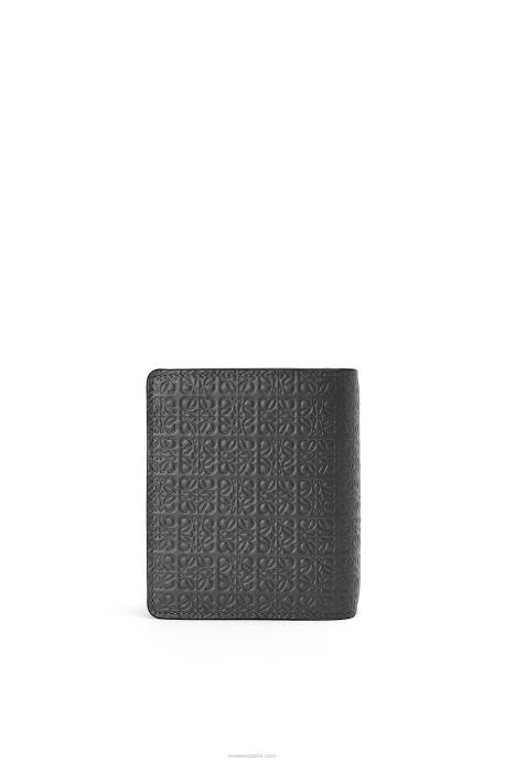 Loewe mujer cartera con cremallera repeat compact de piel de becerro de seda grabada LP641275 negro
