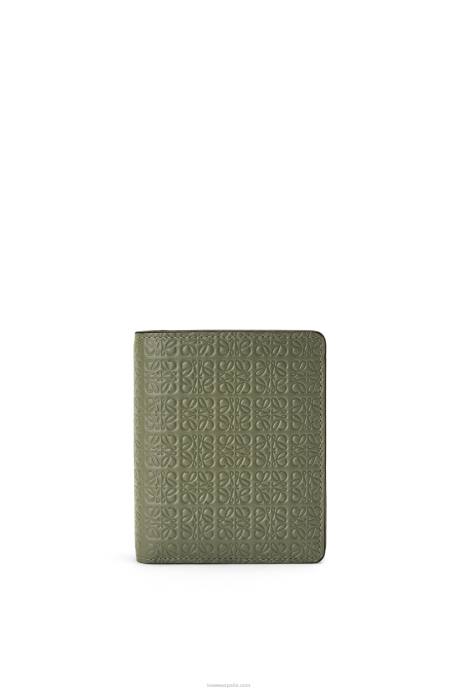 Loewe mujer cartera con cremallera repeat compact de piel de becerro de seda grabada LP641278 aguacate verde