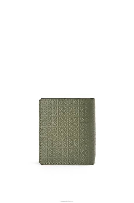 Loewe mujer cartera con cremallera repeat compact de piel de becerro de seda grabada LP641278 aguacate verde
