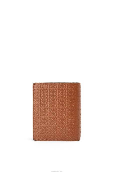 Loewe mujer cartera con cremallera repeat compact de piel de becerro de seda grabada LP641281 broncearse