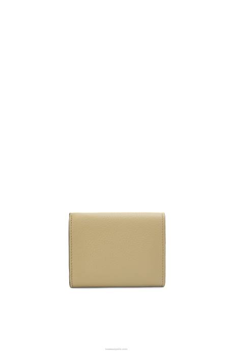 Loewe mujer cartera de tres pliegues en suave piel de becerro granulada LP641209 verde salvia/verde caqui oscuro