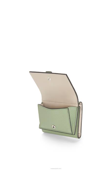 Loewe mujer cartera de tres pliegues en suave piel de becerro granulada LP641223 romero/bronceado