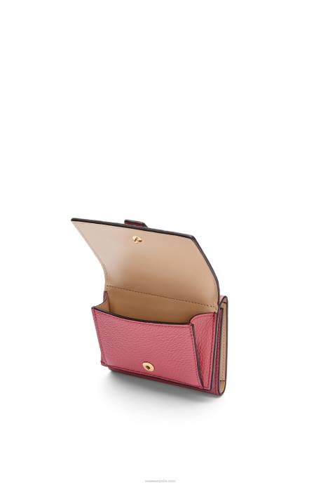 Loewe mujer cartera de tres pliegues en suave piel de becerro granulada LP641241 ciruela/chocolate