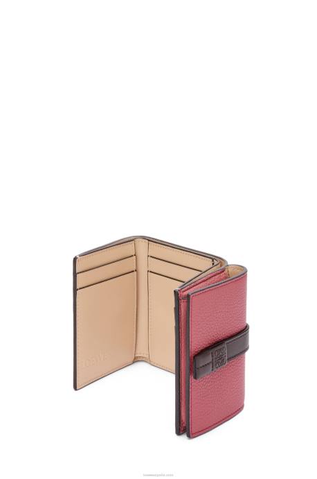 Loewe mujer cartera de tres pliegues en suave piel de becerro granulada LP641241 ciruela/chocolate
