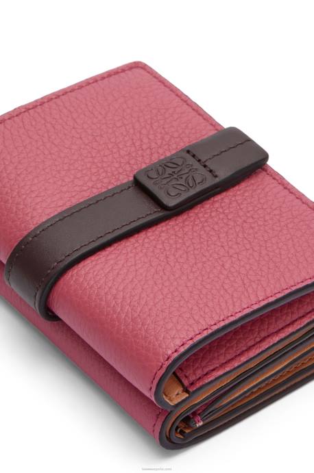 Loewe mujer cartera de tres pliegues en suave piel de becerro granulada LP641241 ciruela/chocolate