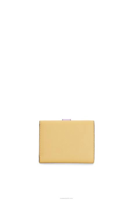 Loewe mujer cartera de tres pliegues en suave piel de becerro granulada LP641266 mantequilla oscura/malva