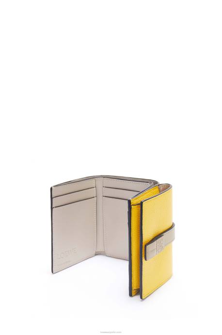 Loewe mujer cartera de tres pliegues en suave piel de becerro granulada LP641284 amarillo/verde arcilla