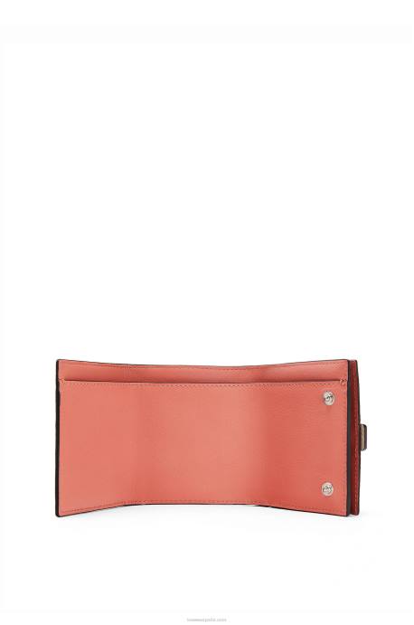 Loewe mujer cartera de tres pliegues en suave piel de becerro granulada LP641315 avena ligera/miel
