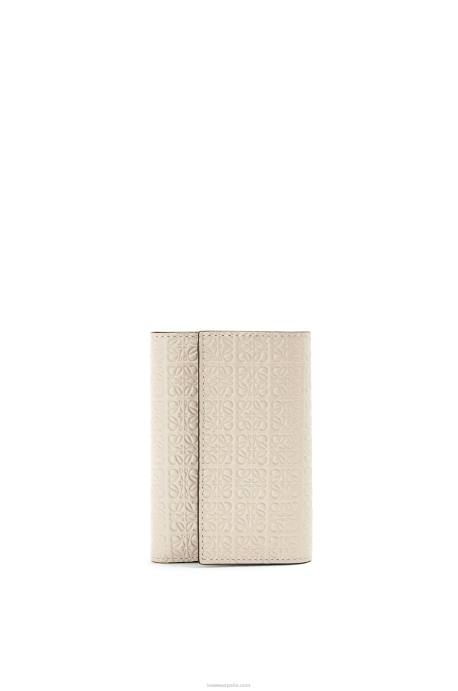 Loewe mujer cartera pequeña repeat vertical de piel de becerro de seda repujada LP641273 avena ligera