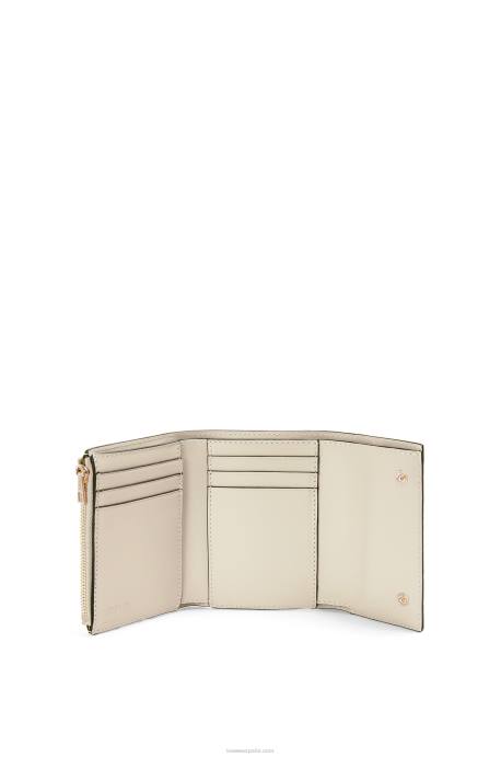 Loewe mujer cartera pequeña repeat vertical de piel de becerro de seda repujada LP641273 avena ligera