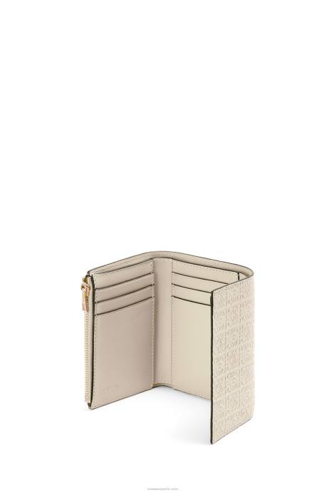 Loewe mujer cartera pequeña repeat vertical de piel de becerro de seda repujada LP641273 avena ligera