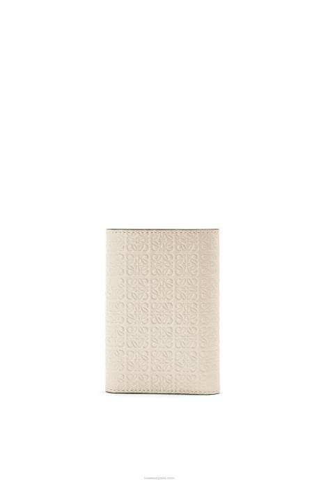 Loewe mujer cartera pequeña repeat vertical de piel de becerro de seda repujada LP641273 avena ligera