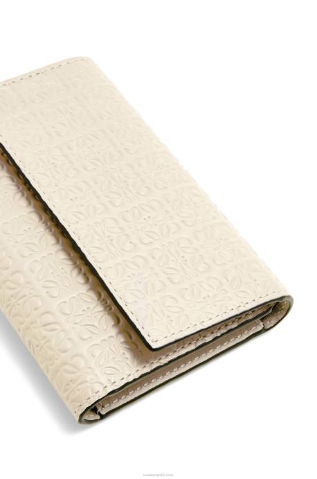 Loewe mujer cartera pequeña repeat vertical de piel de becerro de seda repujada LP641273 avena ligera