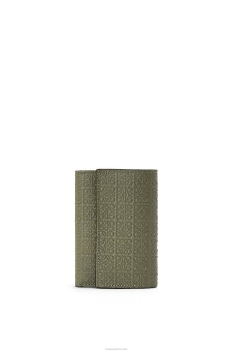 Loewe mujer cartera pequeña repeat vertical de piel de becerro de seda repujada LP641279 aguacate verde