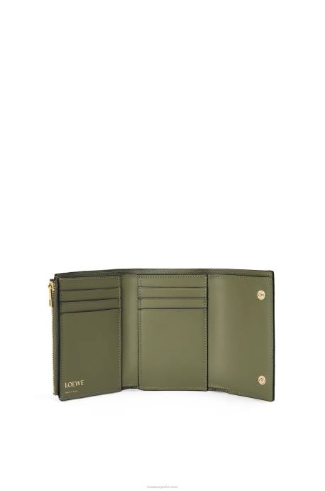 Loewe mujer cartera pequeña repeat vertical de piel de becerro de seda repujada LP641279 aguacate verde