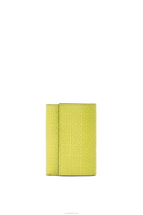 Loewe mujer cartera pequeña repeat vertical de piel de becerro de seda repujada LP641313 amarillo lima