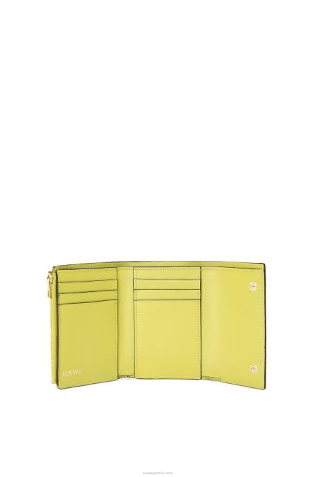Loewe mujer cartera pequeña repeat vertical de piel de becerro de seda repujada LP641313 amarillo lima