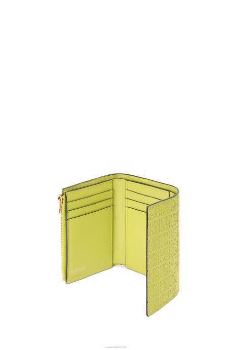 Loewe mujer cartera pequeña repeat vertical de piel de becerro de seda repujada LP641313 amarillo lima