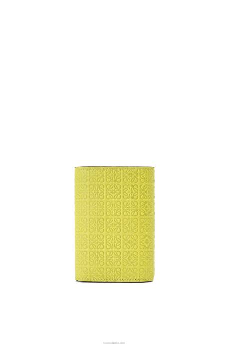 Loewe mujer cartera pequeña repeat vertical de piel de becerro de seda repujada LP641313 amarillo lima