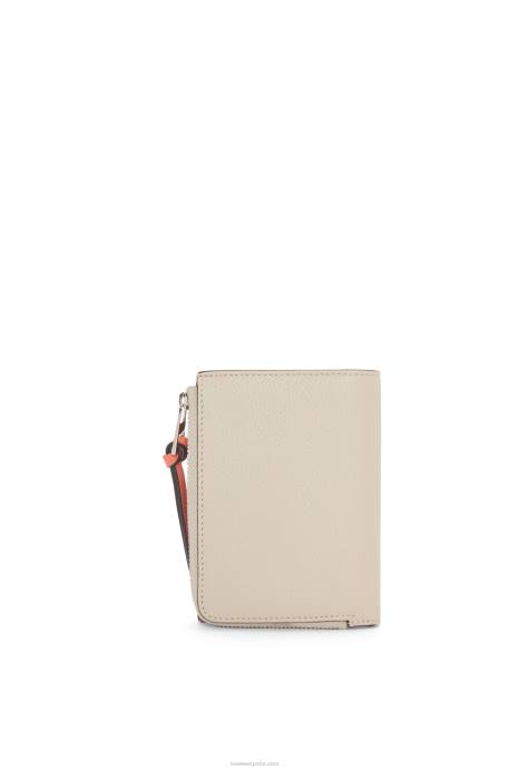 Loewe mujer cartera plegable fina con cremallera de piel de becerro granulada suave LP641220 avena ligera/miel