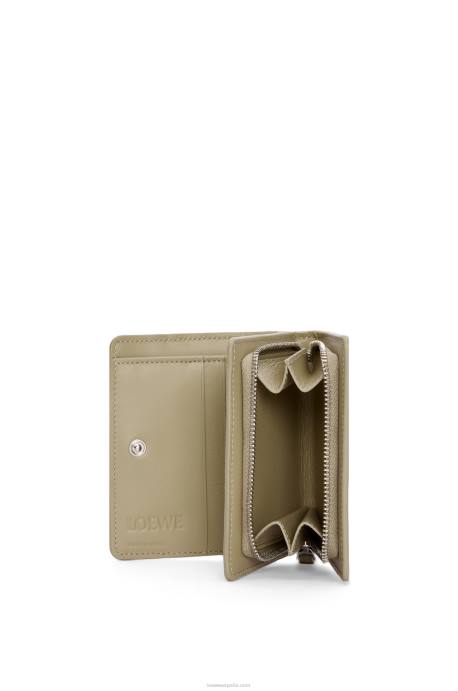 Loewe mujer cartera puzzle compacta con cremallera en piel de becerro clásica LP641213 azul polvoriento/verde salvia