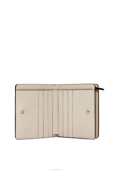 Loewe mujer cartera puzzle compacta con cremallera en piel de becerro clásica LP641262 amarillo lima/avena claro