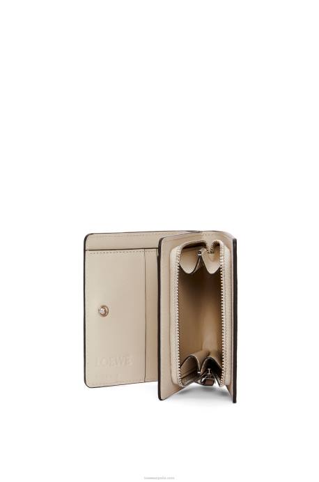 Loewe mujer cartera puzzle compacta con cremallera en piel de becerro clásica LP641262 amarillo lima/avena claro