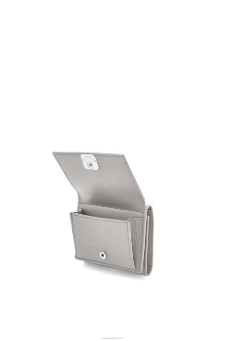 Loewe mujer cartera triple con anagrama de piel de becerro granulada LP641206 Perla gris