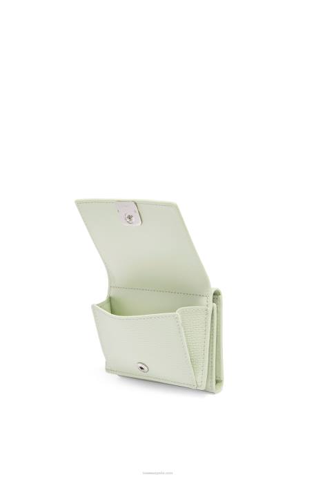 Loewe mujer cartera triple con anagrama de piel de becerro granulada LP641232 celadón claro