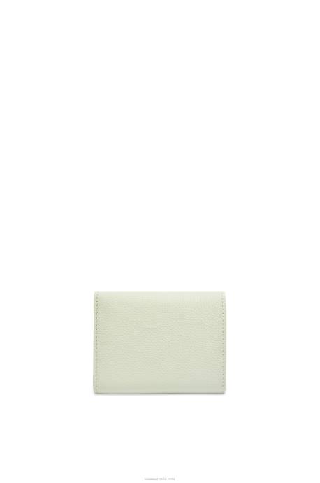 Loewe mujer cartera triple con anagrama de piel de becerro granulada LP641232 celadón claro