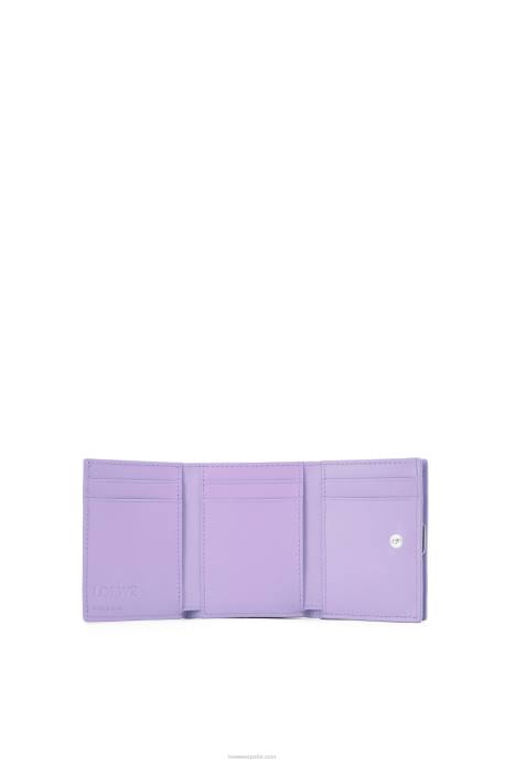 Loewe mujer cartera triple con anagrama de piel de becerro granulada LP641235 malva claro